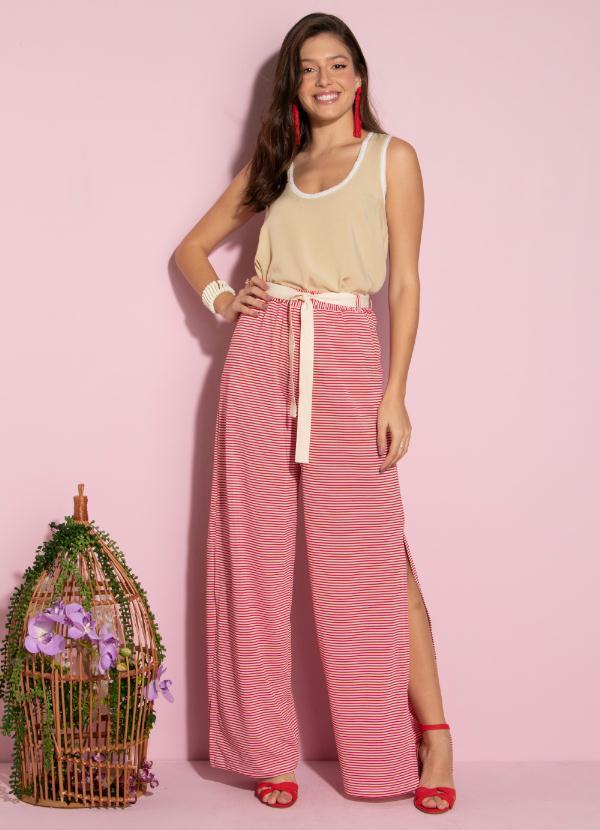 Quintess - Calça Listrada com Fendas nas Laterais 4