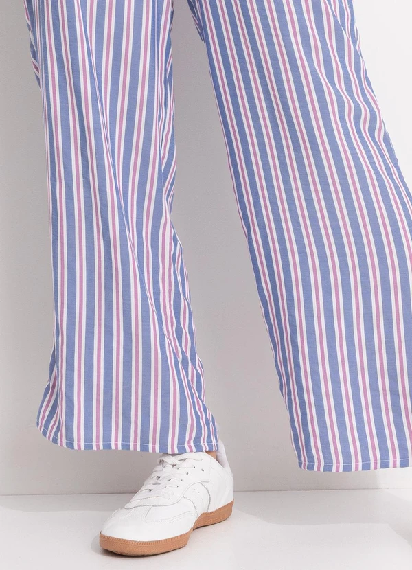 Quintess - Calça Listrado Colorido em Viscose Plana 17