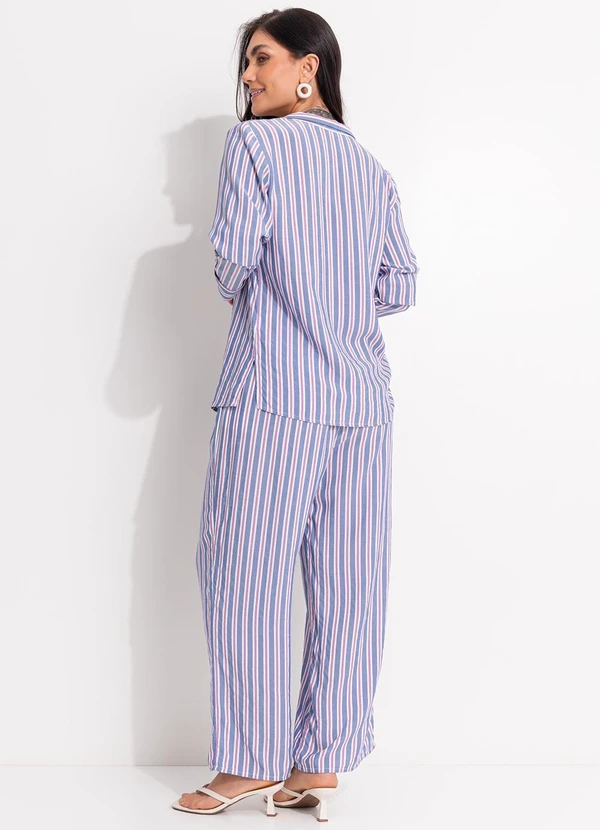 Quintess - Calça Listrado Colorido em Viscose Plana 10