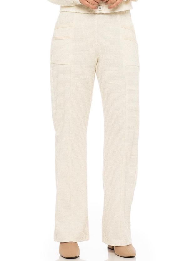 Rafree - Calça Malha Tweed com Linho Off Whit