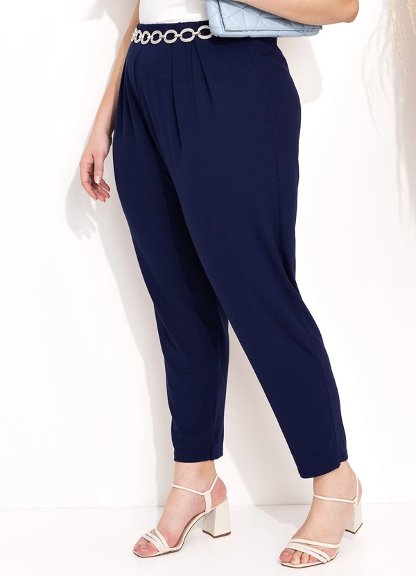 Quintess - Calça Marinho Soltinha com Pregas 8