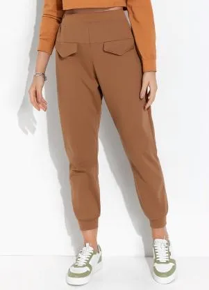 Moda Pop - Calça Marrom com Elástico na Cintura - MODA POP