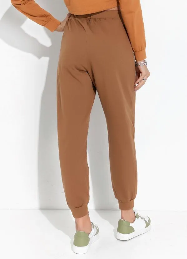 Moda Pop - Calça Marrom com Elástico na Cintura 2