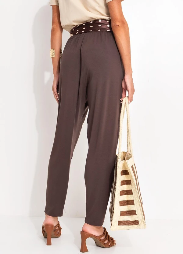 Quintess - Calça Marrom em Malha de Viscose 2