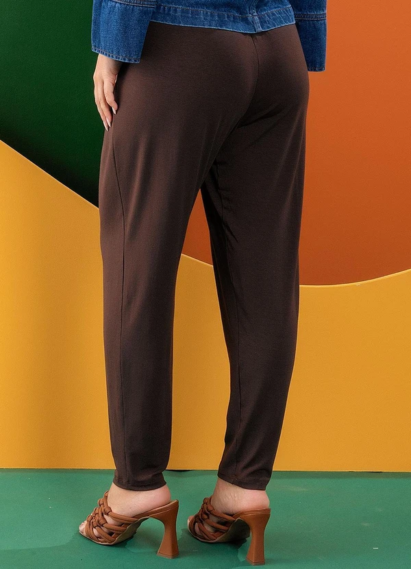 Quintess - Calça Marrom em Malha de Viscose 6