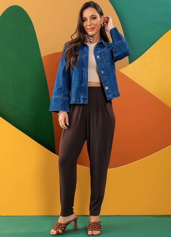 Quintess - Calça Marrom em Malha de Viscose 7