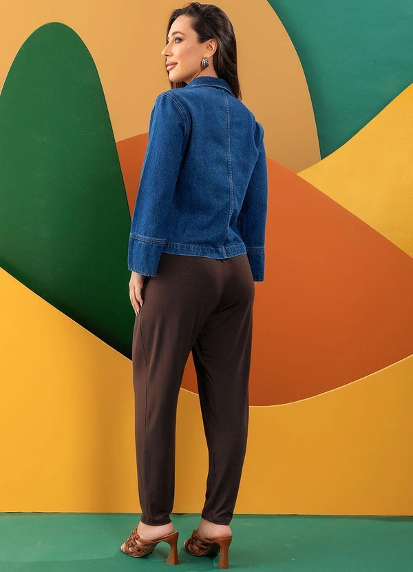 Quintess - Calça Marrom em Malha de Viscose 8