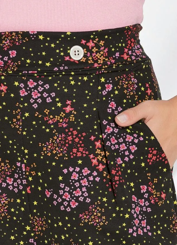 Moda Pop - Calça Mini Floral com Bolsos e Detalhe no Cós 3