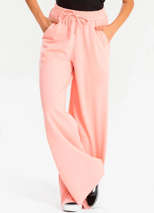 Meu Jeans - Calça Moletinho Wide Leg Tai Blush