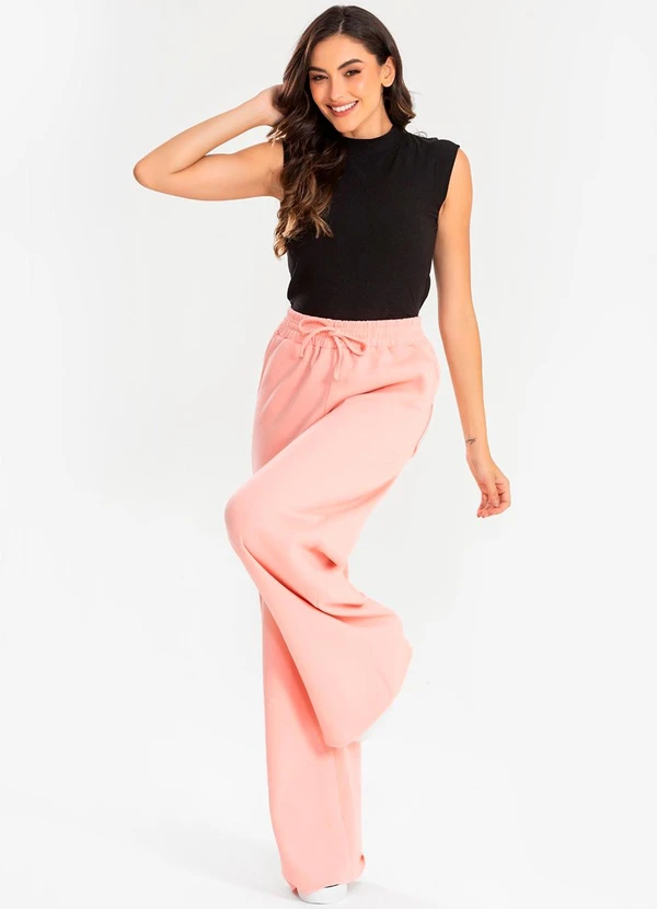 Meu Jeans - Calça Moletinho Wide Leg Tai Blush 3