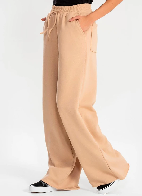 Meu Jeans - Calça Moletinho Wide Leg Tai Cappuccino 4