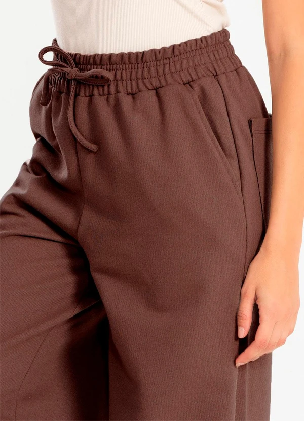 Meu Jeans - Calça Moletinho Wide Leg Tai Marrom 5