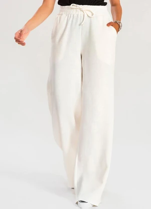Meu Jeans - Calça Moletinho Wide Leg Tai Off White - MEU JEANS