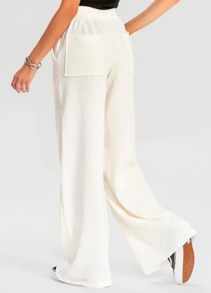 Meu Jeans - Calça Moletinho Wide Leg Tai Off White - MEU JEANS