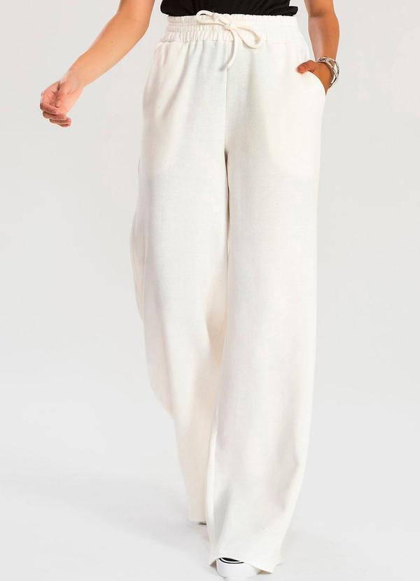 Meu Jeans - Calça Moletinho Wide Leg Tai Off White