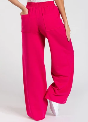 Meu Jeans - Calça Moletinho Wide Leg Tai Pink Pink - MEU JEANS