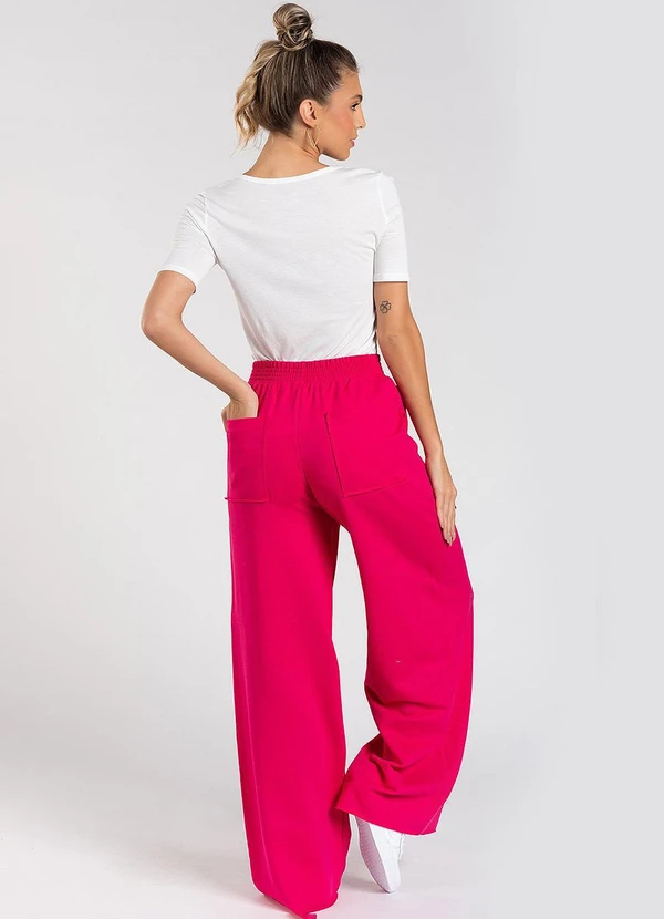 Meu Jeans - Calça Moletinho Wide Leg Tai Pink Pink 4