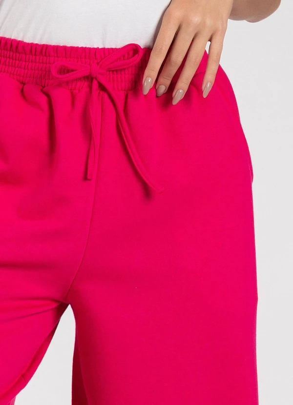 Meu Jeans - Calça Moletinho Wide Leg Tai Pink Pink 5