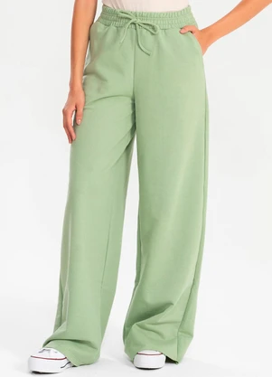 Meu Jeans - Calça Moletinho Wide Leg Tai Verde Pistache - MEU JEANS