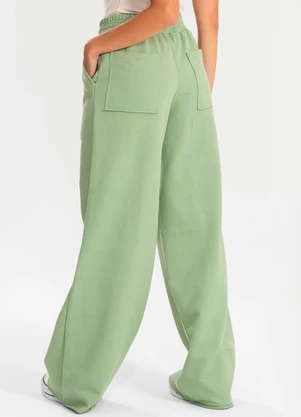 Meu Jeans - Calça Moletinho Wide Leg Tai Verde Pistache - MEU JEANS