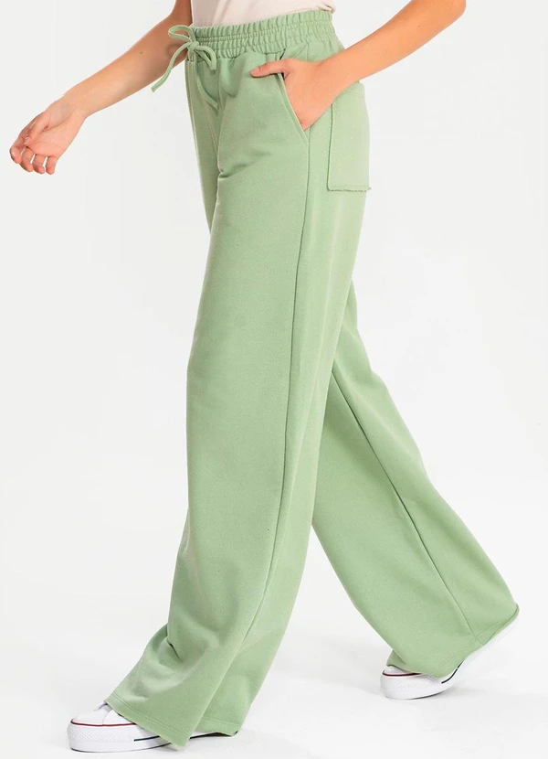 Meu Jeans - Calça Moletinho Wide Leg Tai Verde Pistache 4