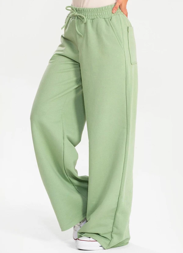 Meu Jeans - Calça Moletinho Wide Leg Tai Verde Pistache 5