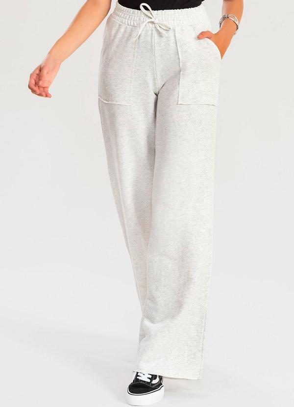 Meu Jeans - Calça Moletinho Wide Leg Val Mescla Banana