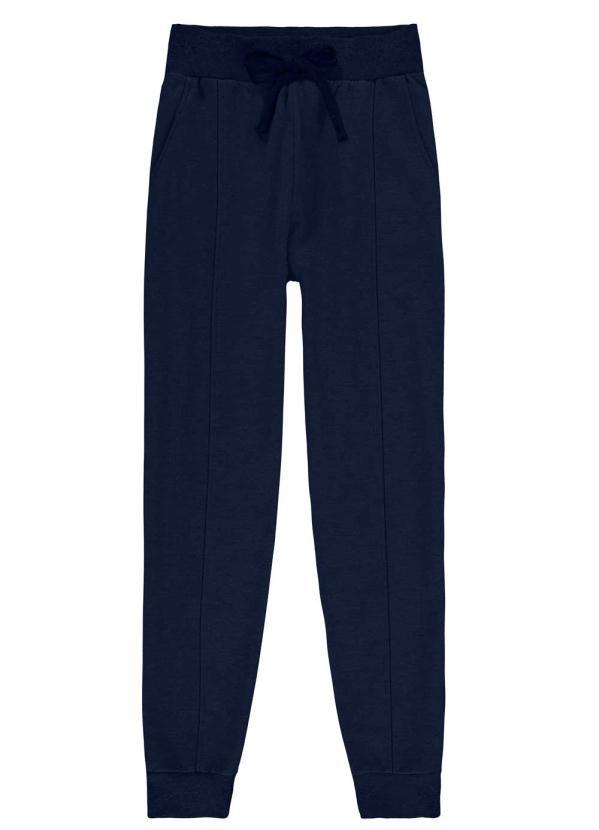 Lunender - Calça Moletom Felpado Marinho