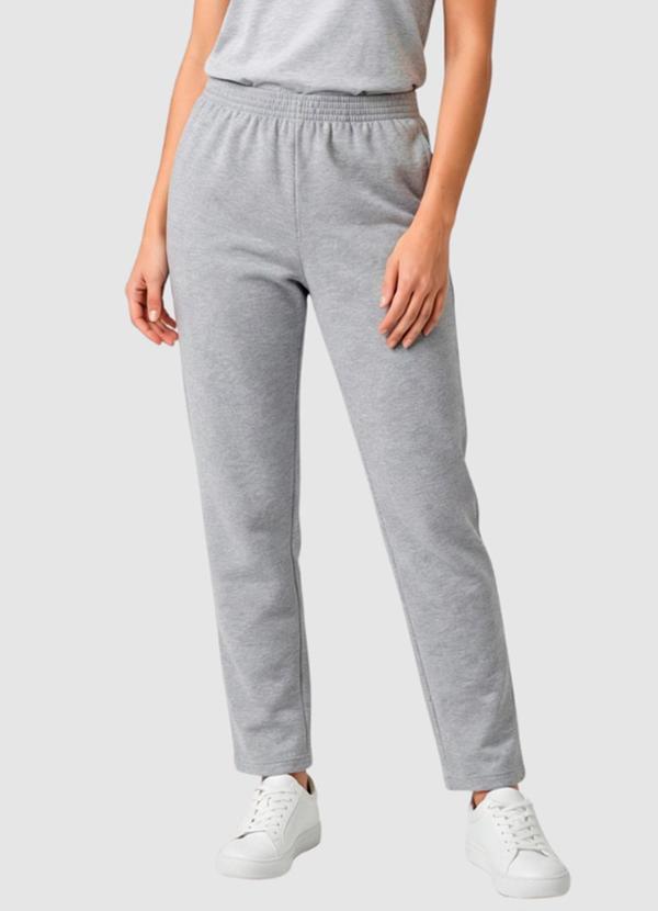 Yends Fashion - Calça Moletom Feminina Básica Cinza