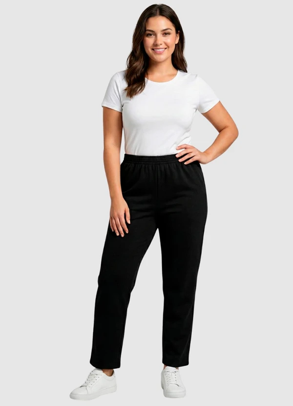 Yends Fashion - Calça Moletom Feminina Básica Preto 3