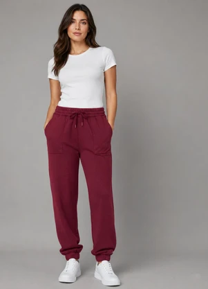 Endless - Calça Moletom Jogger Básico Vermelho - ENDLESS