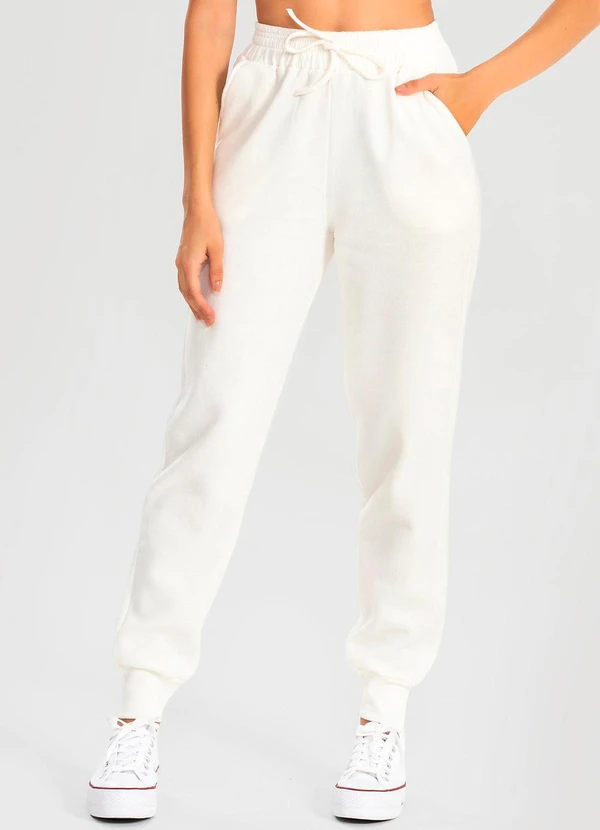 Meu Jeans - Calça Moletom Jogger Kally Off White