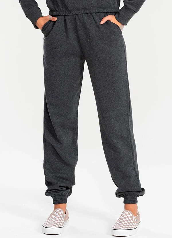 Meu Jeans - Calça Moletom Jogger Mescla Escuro