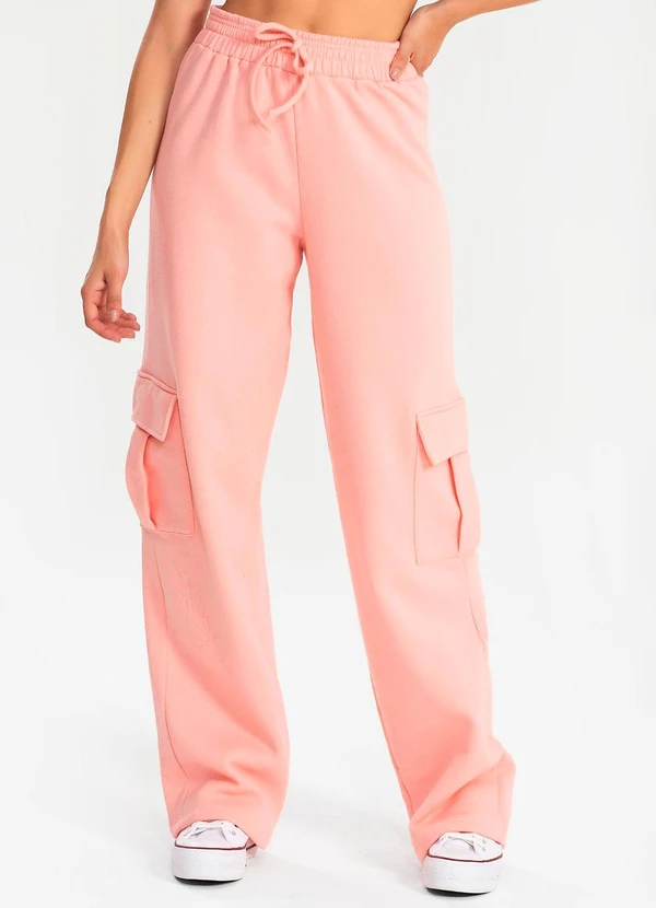 Meu Jeans - Calça Moletom Reta Cargo Blush