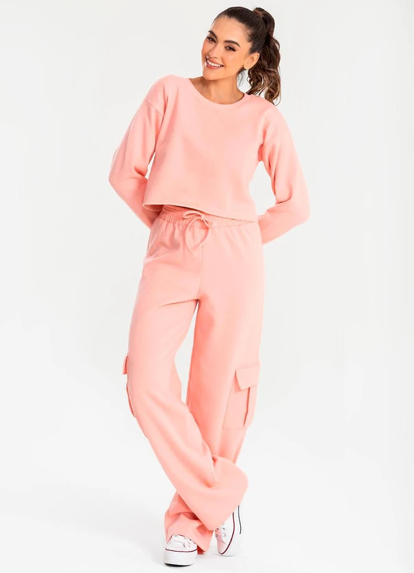 Meu Jeans - Calça Moletom Reta Cargo Blush 3