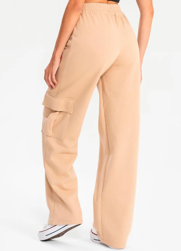 Meu Jeans - Calça Moletom Reta Cargo Cappuccino 2
