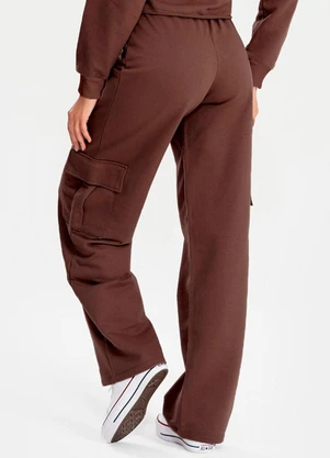 Meu Jeans - Calça Moletom Reta Cargo Marrom - MEU JEANS