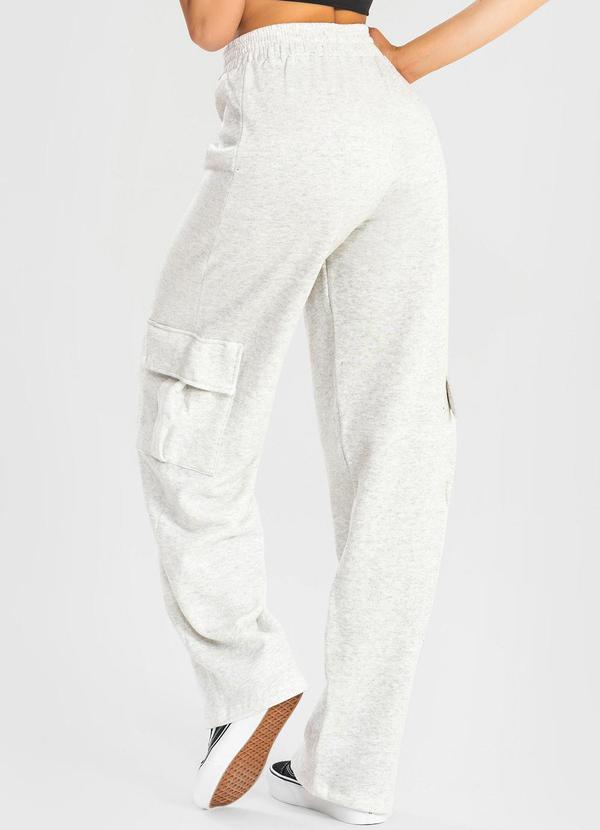 Meu Jeans - Calça Moletom Reta Cargo Mescla Banana 2