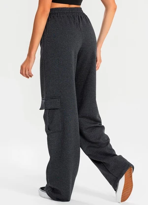 Meu Jeans - Calça Moletom Reta Cargo Mescla Escuro - MEU JEANS
