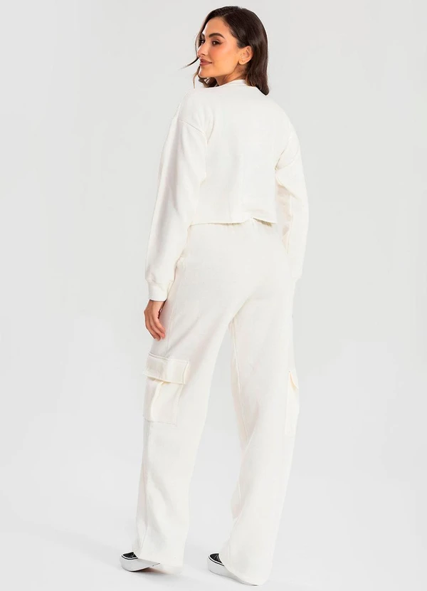 Meu Jeans - Calça Moletom Reta Cargo Off White 4