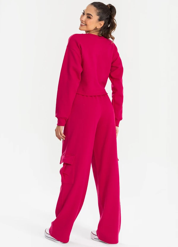 Meu Jeans - Calça Moletom Reta Cargo Pink 4