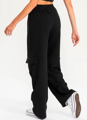 Meu Jeans - Calça Moletom Reta Cargo Preto - MEU JEANS