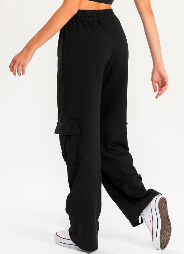 Meu Jeans - Calça Moletom Reta Cargo Preto 2