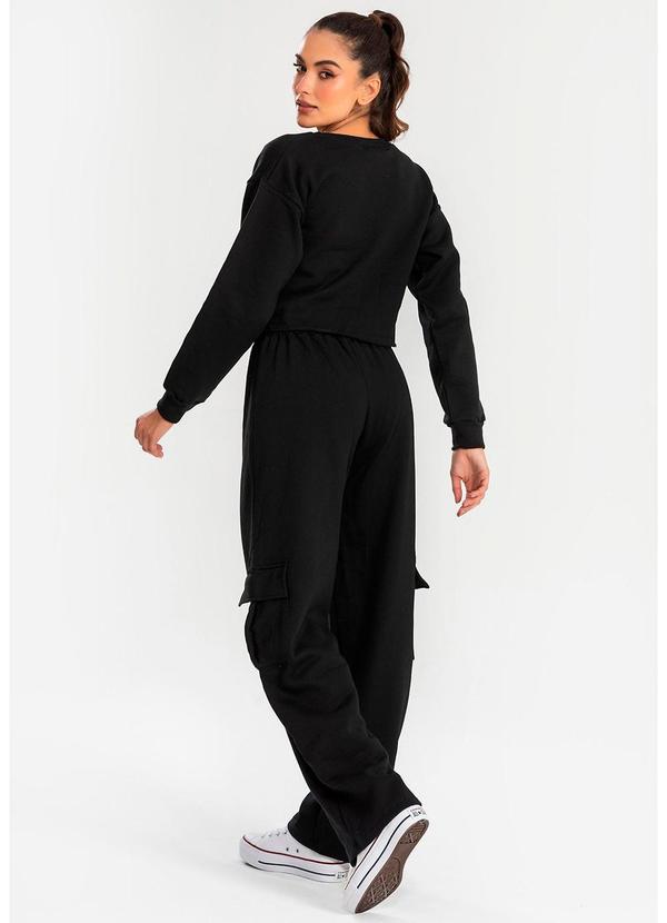 Meu Jeans - Calça Moletom Reta Cargo Preto 5