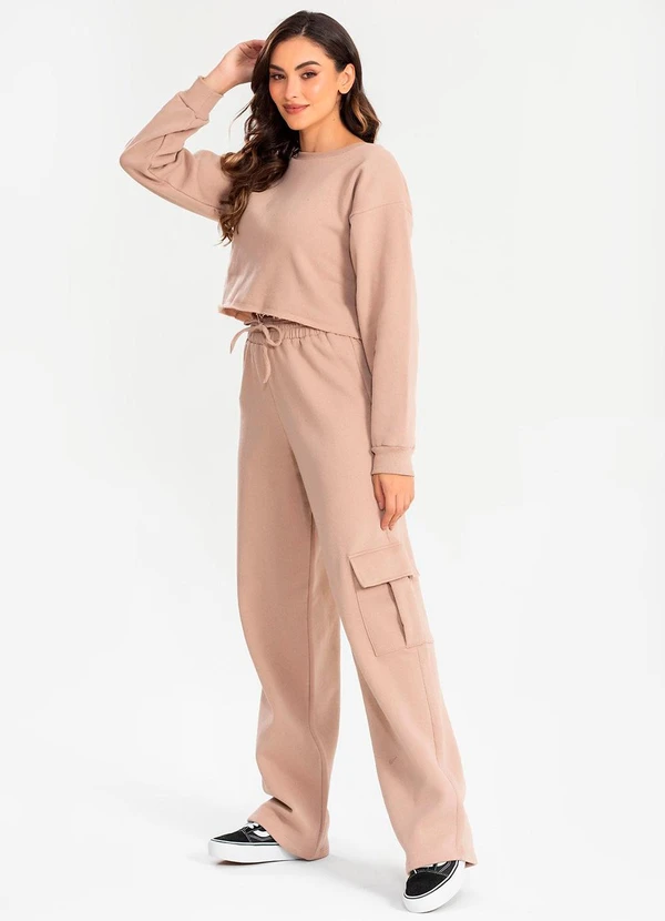 Meu Jeans - Calça Moletom Reta Cargo Terra 3