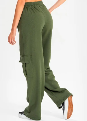 Meu Jeans - Calça Moletom Reta Cargo Verde Militar - MEU JEANS