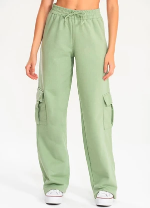 Meu Jeans - Calça Moletom Reta Cargo Verde Pistache - MEU JEANS