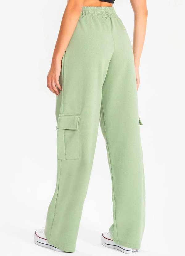 Meu Jeans - Calça Moletom Reta Cargo Verde Pistache 2