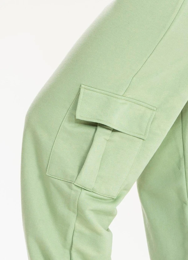 Meu Jeans - Calça Moletom Reta Cargo Verde Pistache 5