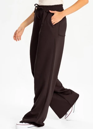 Meu Jeans - Calça Moletom S/Pelúcia Wide Leg Val Chocolate - MEU JEANS